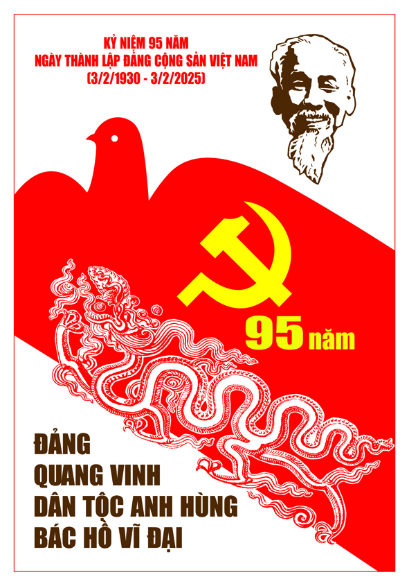 Tranh tuyên truyền 95 năm ngày thành lập ĐCS Việt Nam (03/02/1930-03/02/2025)