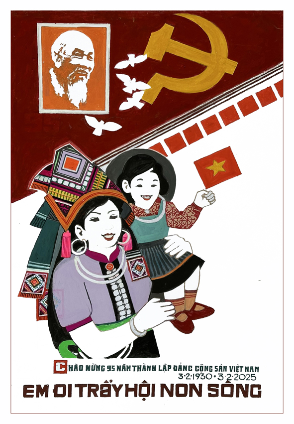 Tranh tuyên truyền 95 năm ngày thành lập ĐCS Việt Nam (03/02/1930-03/02/2025)