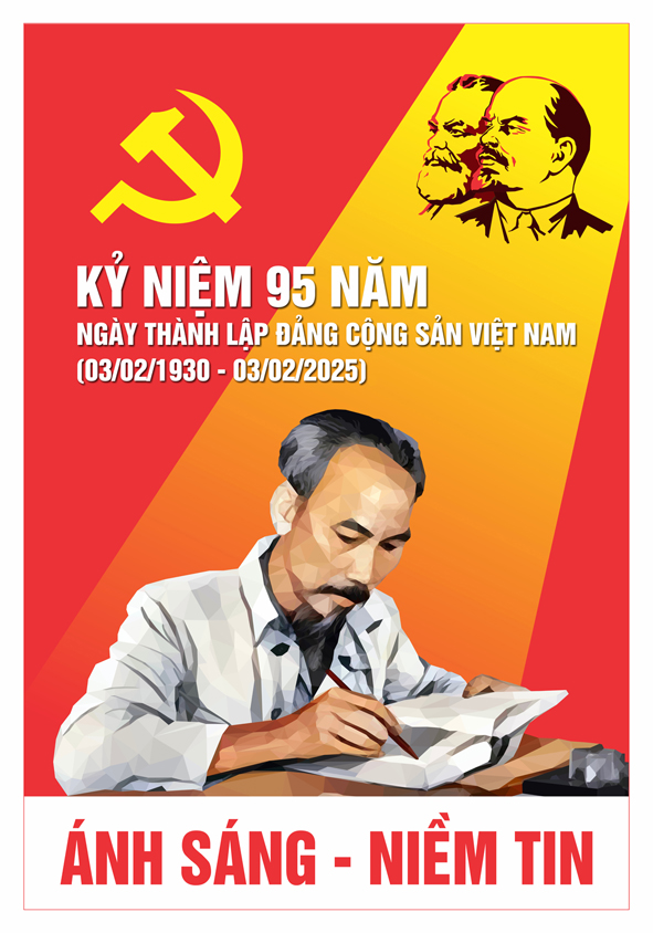 Tranh tuyên truyền 95 năm ngày thành lập ĐCS Việt Nam (03/02/1930-03/02/2025)