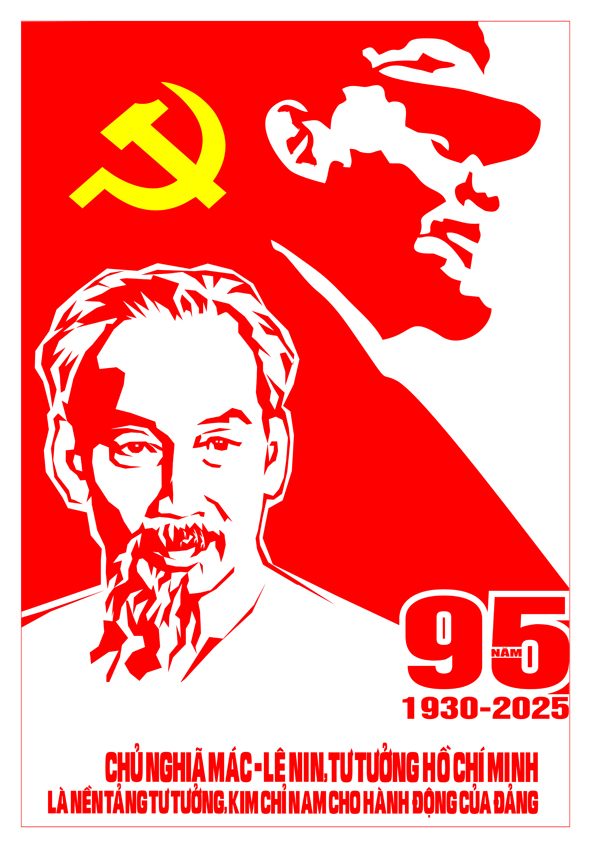 Tranh tuyên truyền 95 năm ngày thành lập ĐCS Việt Nam (03/02/1930-03/02/2025)