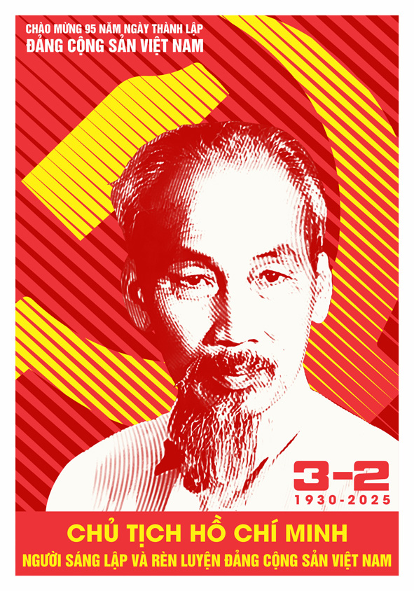Tranh tuyên truyền 95 năm ngày thành lập ĐCS Việt Nam (03/02/1930-03/02/2025)