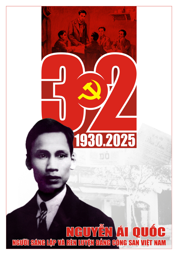 Tranh tuyên truyền 95 năm ngày thành lập ĐCS Việt Nam (03/02/1930-03/02/2025)