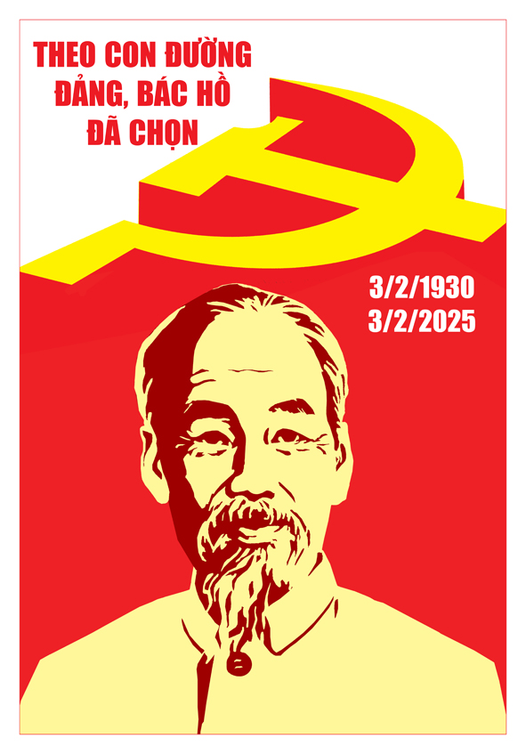 Tranh tuyên truyền 95 năm ngày thành lập ĐCS Việt Nam (03/02/1930-03/02/2025)