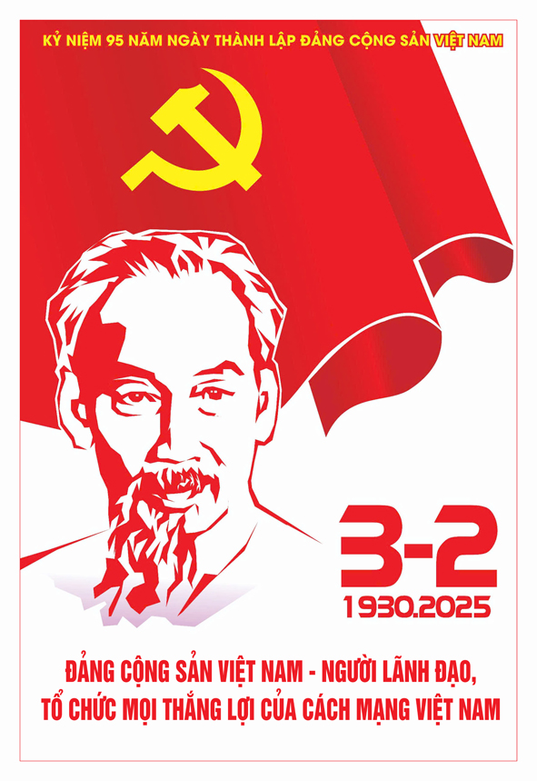 Tranh tuyên truyền 95 năm ngày thành lập ĐCS Việt Nam (03/02/1930-03/02/2025)