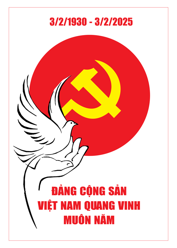 Tranh tuyên truyền 95 năm ngày thành lập ĐCS Việt Nam (03/02/1930-03/02/2025)