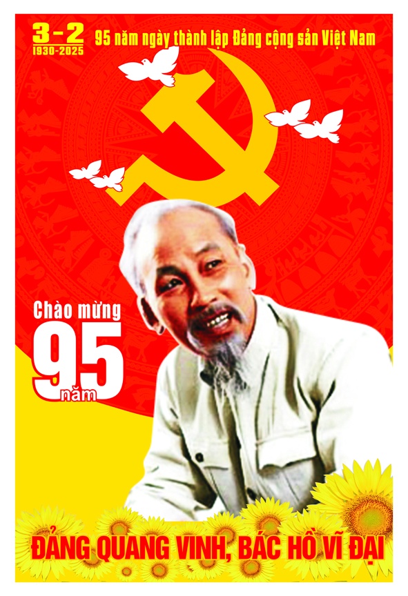 Tranh tuyên truyền 95 năm ngày thành lập ĐCS Việt Nam (03/02/1930-03/02/2025)