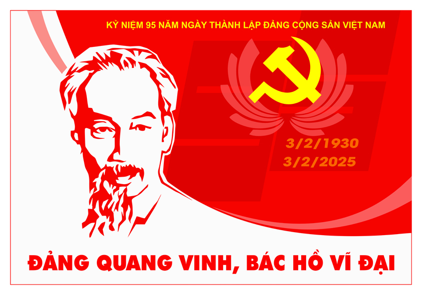 Tranh tuyên truyền 95 năm ngày thành lập ĐCS Việt Nam (03/02/1930-03/02/2025)