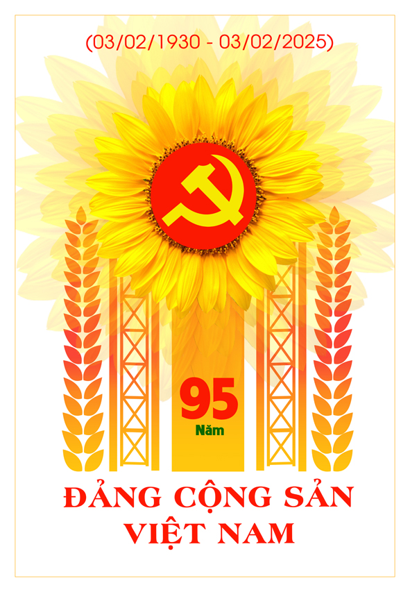 Tranh tuyên truyền 95 năm ngày thành lập ĐCS Việt Nam (03/02/1930-03/02/2025)