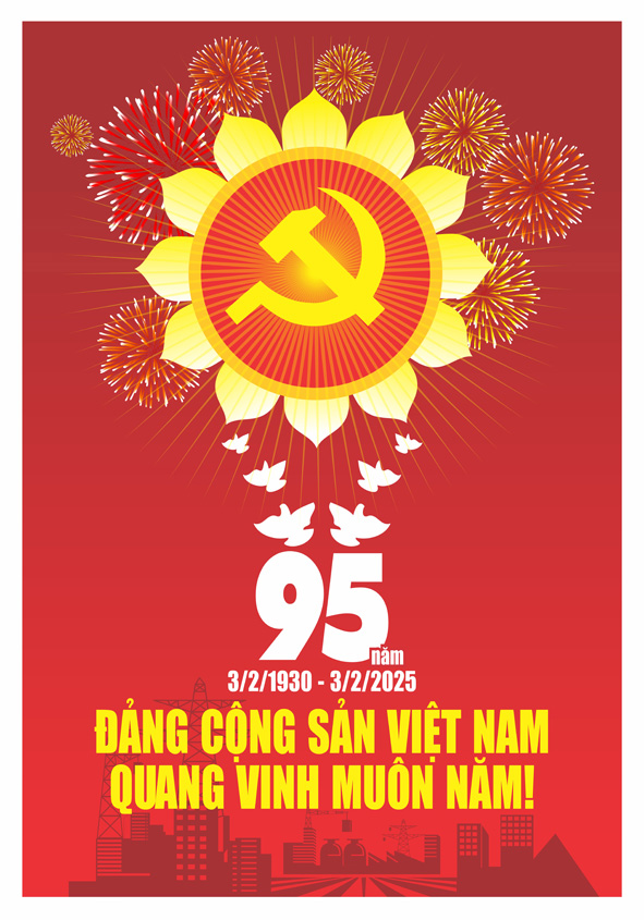 Tranh tuyên truyền 95 năm ngày thành lập ĐCS Việt Nam (03/02/1930-03/02/2025)