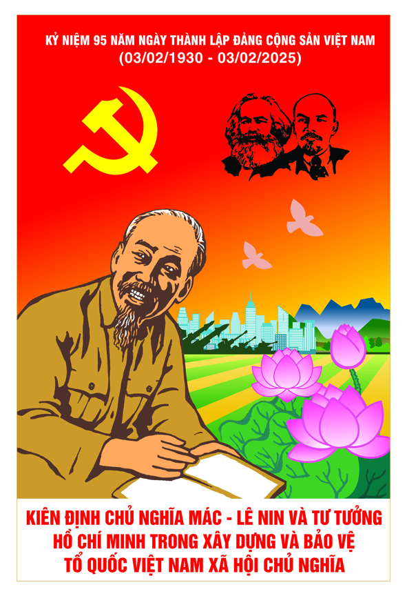 Tranh tuyên truyền 95 năm ngày thành lập ĐCS Việt Nam (03/02/1930-03/02/2025)