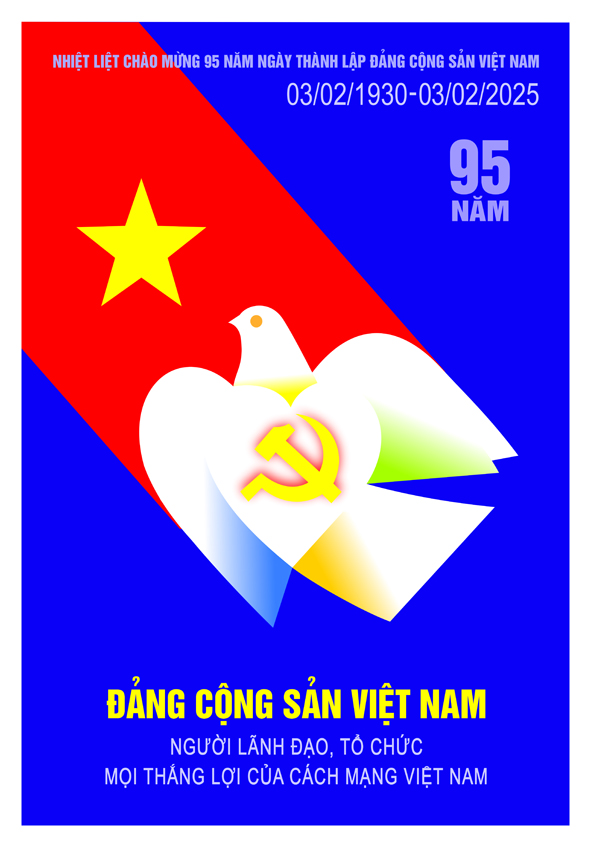 Tranh tuyên truyền 95 năm ngày thành lập ĐCS Việt Nam (03/02/1930-03/02/2025)