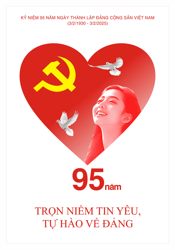 Tranh tuyên truyền 95 năm ngày thành lập ĐCS Việt Nam (03/02/1930-03/02/2025)
