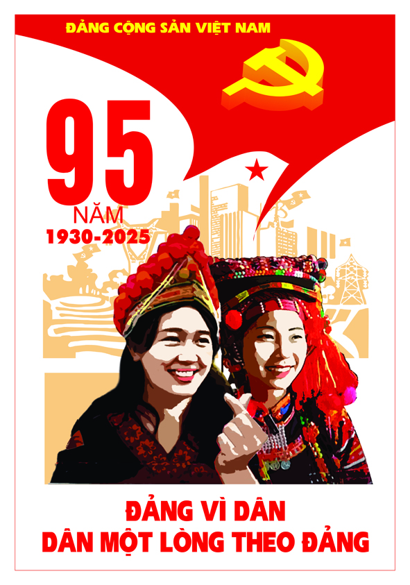 Tranh tuyên truyền 95 năm ngày thành lập ĐCS Việt Nam (03/02/1930-03/02/2025)