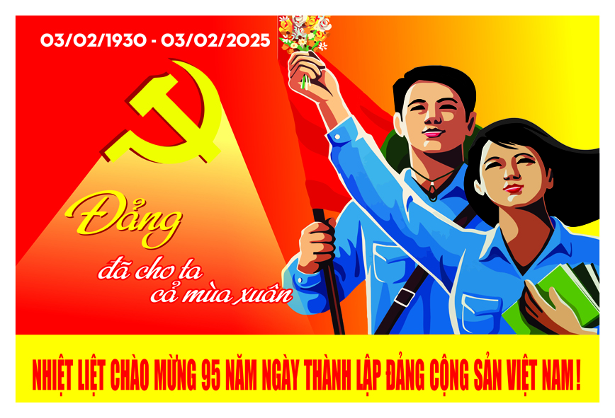 Tranh tuyên truyền 95 năm ngày thành lập ĐCS Việt Nam (03/02/1930-03/02/2025)