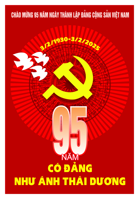 Tranh tuyên truyền 95 năm ngày thành lập ĐCS Việt Nam (03/02/1930-03/02/2025)