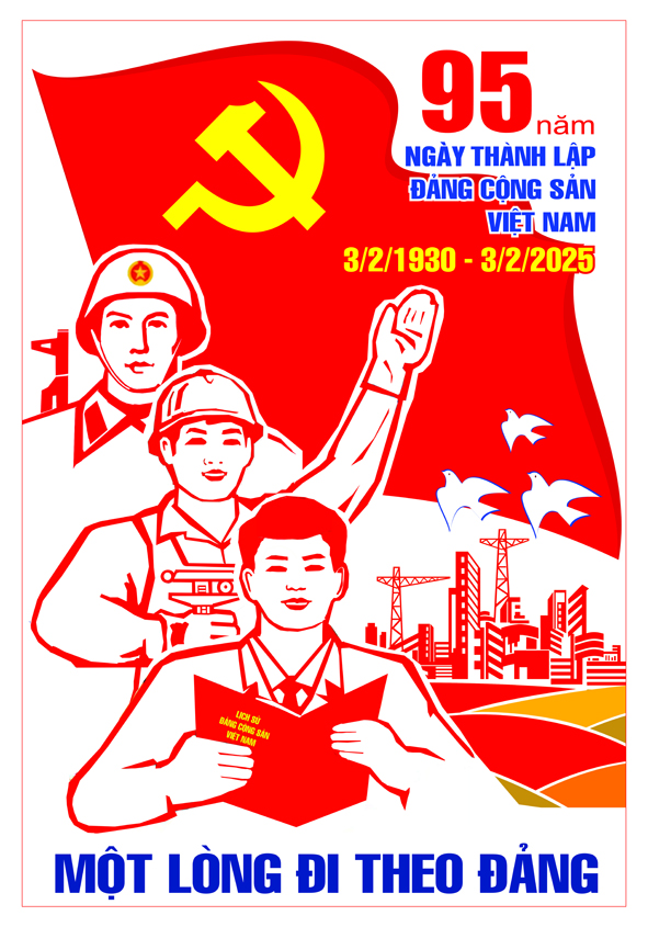 Tranh tuyên truyền 95 năm ngày thành lập ĐCS Việt Nam (03/02/1930-03/02/2025)