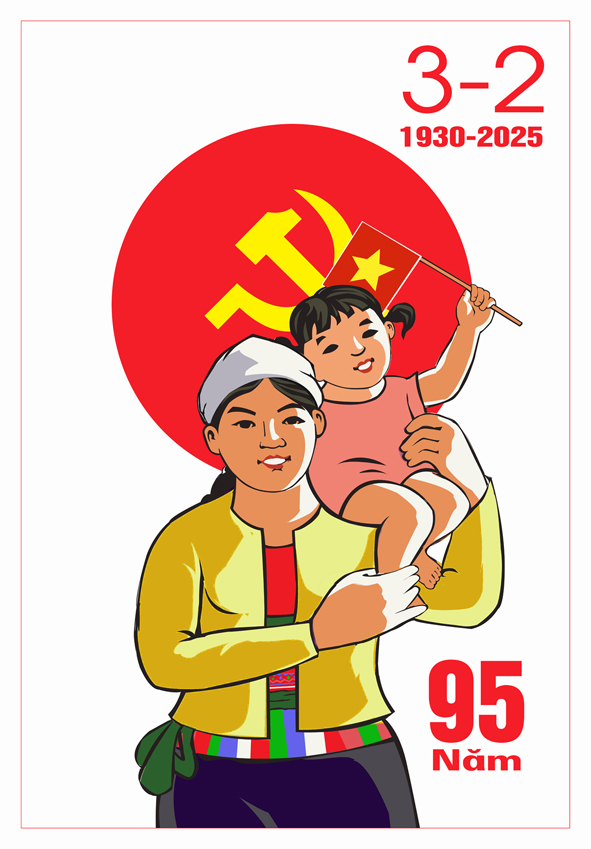 Tranh tuyên truyền 95 năm ngày thành lập ĐCS Việt Nam (03/02/1930-03/02/2025)
