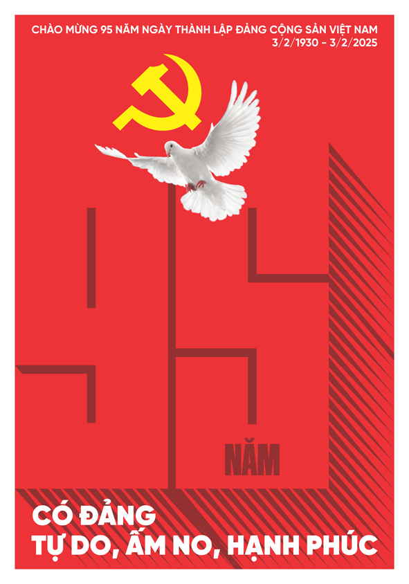 Tranh tuyên truyền 95 năm ngày thành lập ĐCS Việt Nam (03/02/1930-03/02/2025)