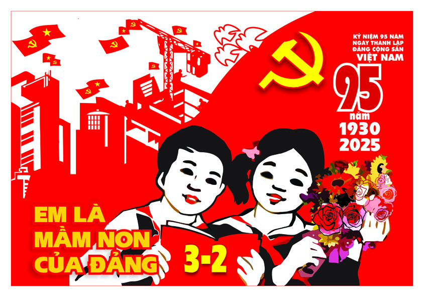 Tranh tuyên truyền 95 năm ngày thành lập ĐCS Việt Nam (03/02/1930-03/02/2025)