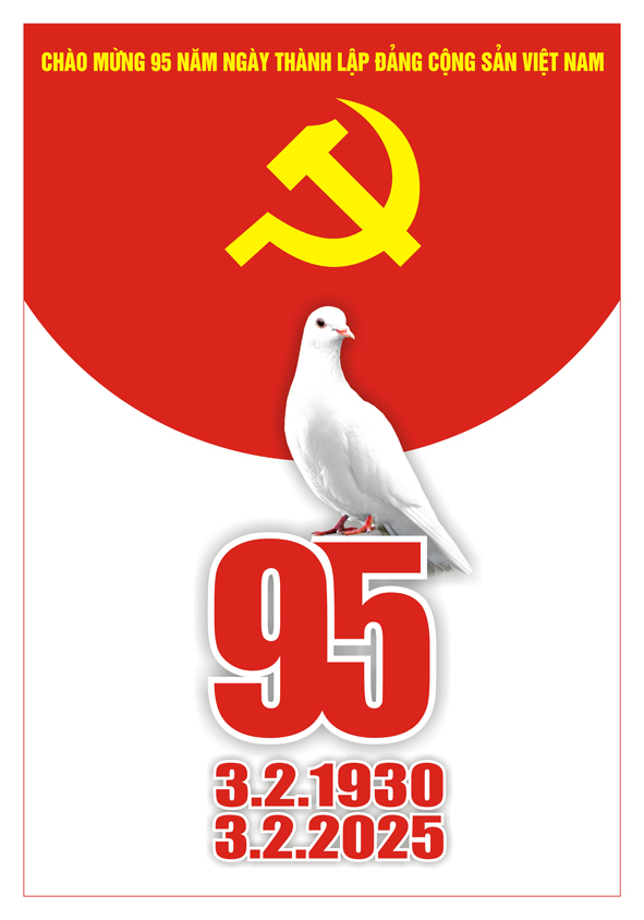 Tranh tuyên truyền 95 năm ngày thành lập ĐCS Việt Nam (03/02/1930-03/02/2025)