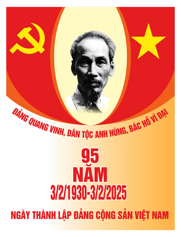 Tranh tuyên truyền 95 năm ngày thành lập ĐCS Việt Nam (03/02/1930-03/02/2025)