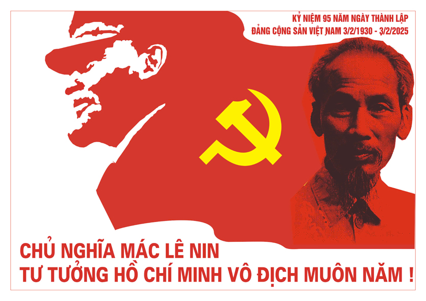 Tranh tuyên truyền 95 năm ngày thành lập ĐCS Việt Nam (03/02/1930-03/02/2025)
