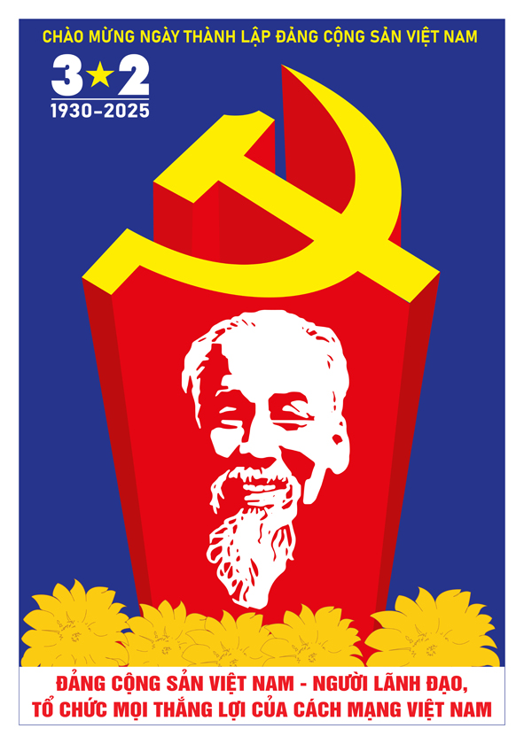 Tranh tuyên truyền 95 năm ngày thành lập ĐCS Việt Nam (03/02/1930-03/02/2025)
