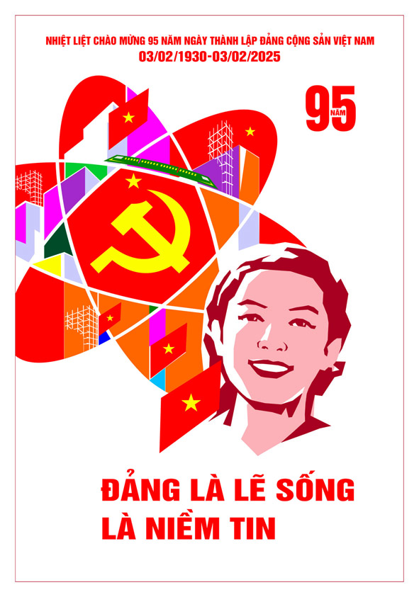 Tranh tuyên truyền 95 năm ngày thành lập ĐCS Việt Nam (03/02/1930-03/02/2025)