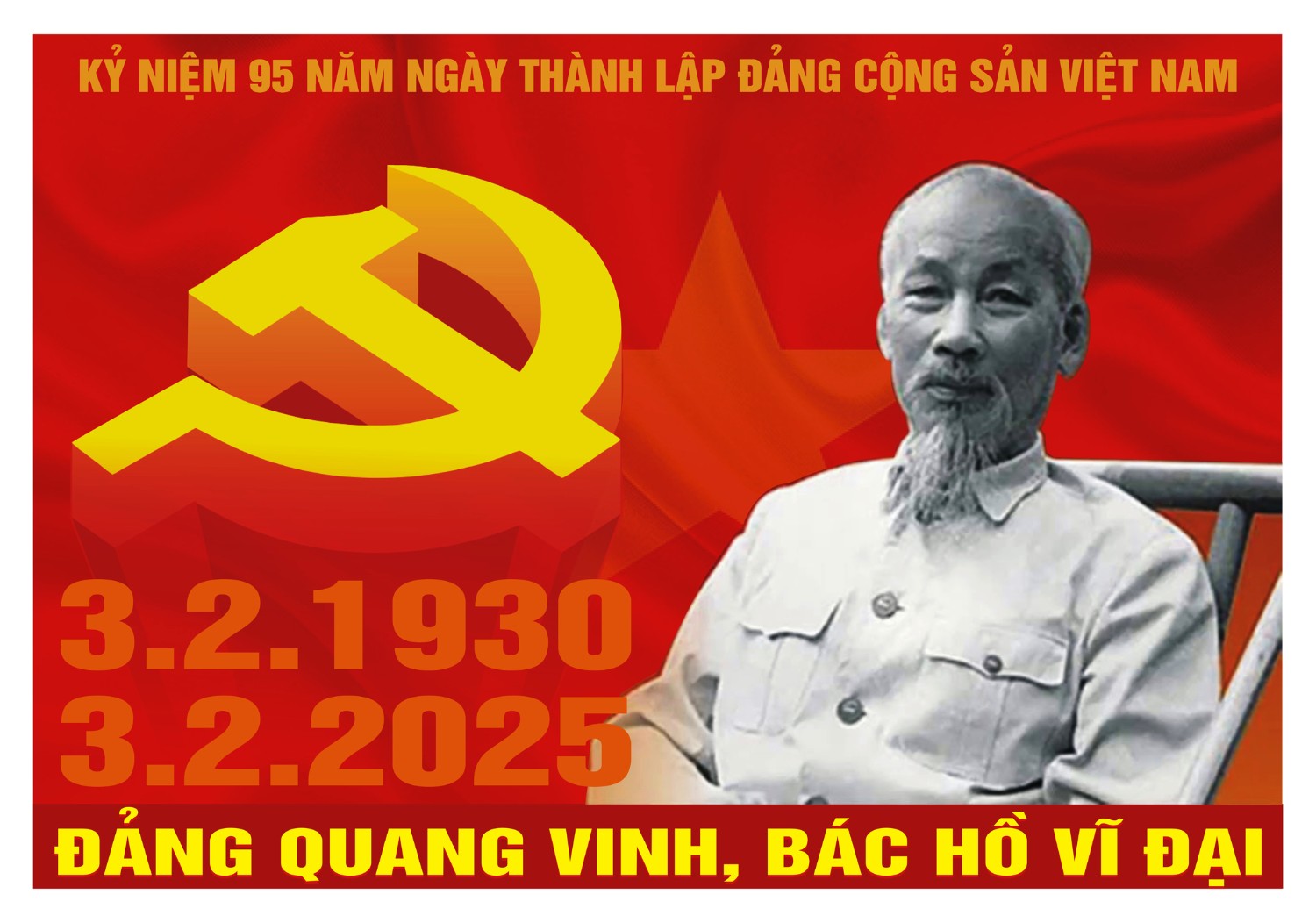 Tranh tuyên truyền 95 năm ngày thành lập ĐCS Việt Nam (03/02/1930-03/02/2025)