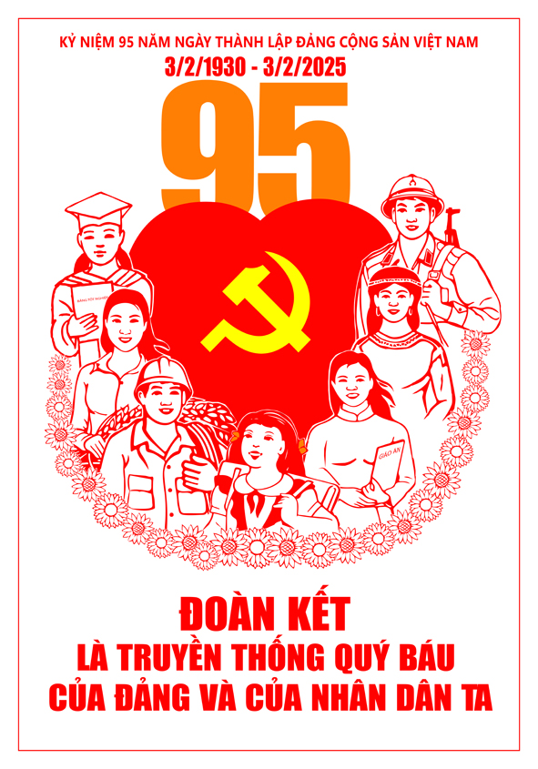 Tranh tuyên truyền 95 năm ngày thành lập ĐCS Việt Nam (03/02/1930-03/02/2025)