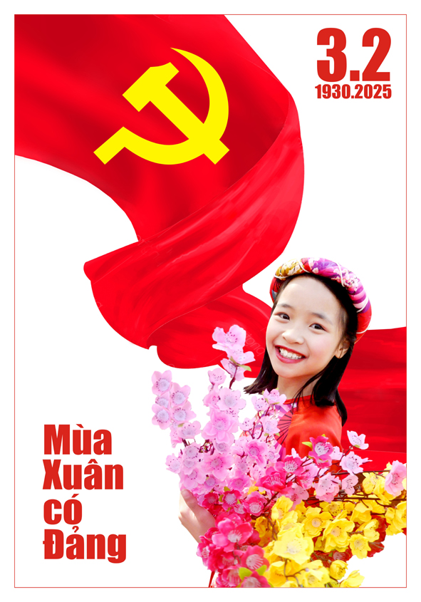Tranh tuyên truyền 95 năm ngày thành lập ĐCS Việt Nam (03/02/1930-03/02/2025)