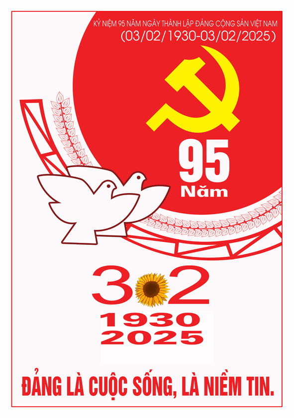 Tranh tuyên truyền 95 năm ngày thành lập ĐCS Việt Nam (03/02/1930-03/02/2025)