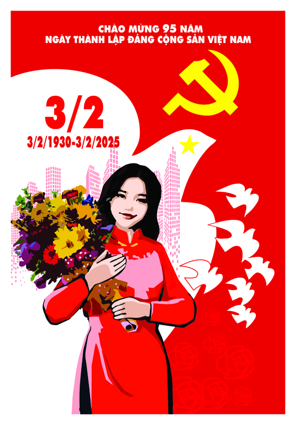 Tranh tuyên truyền 95 năm ngày thành lập ĐCS Việt Nam (03/02/1930-03/02/2025)