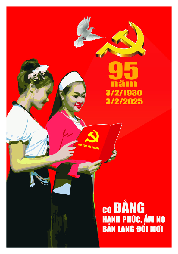 Tranh tuyên truyền 95 năm ngày thành lập ĐCS Việt Nam (03/02/1930-03/02/2025)