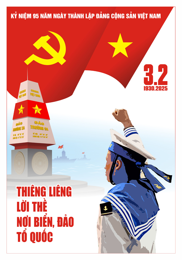 Tranh tuyên truyền 95 năm ngày thành lập ĐCS Việt Nam (03/02/1930-03/02/2025)