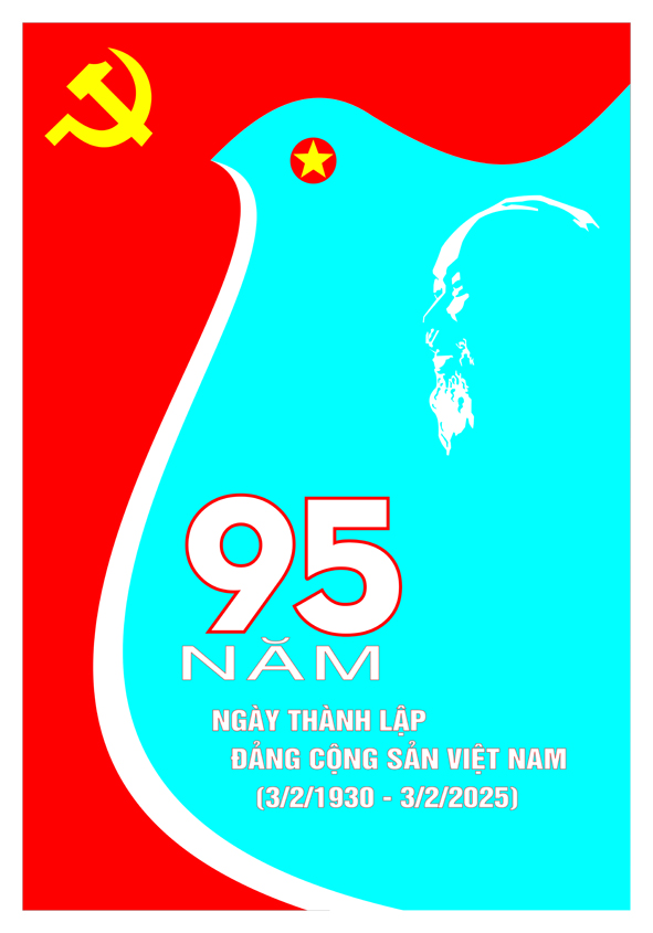 Tranh tuyên truyền 95 năm ngày thành lập ĐCS Việt Nam (03/02/1930-03/02/2025)
