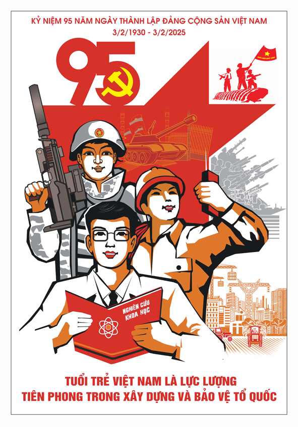 Tranh tuyên truyền 95 năm ngày thành lập ĐCS Việt Nam (03/02/1930-03/02/2025)