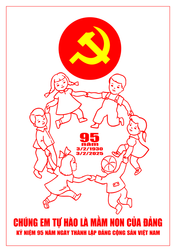 Tranh tuyên truyền 95 năm ngày thành lập ĐCS Việt Nam (03/02/1930-03/02/2025)