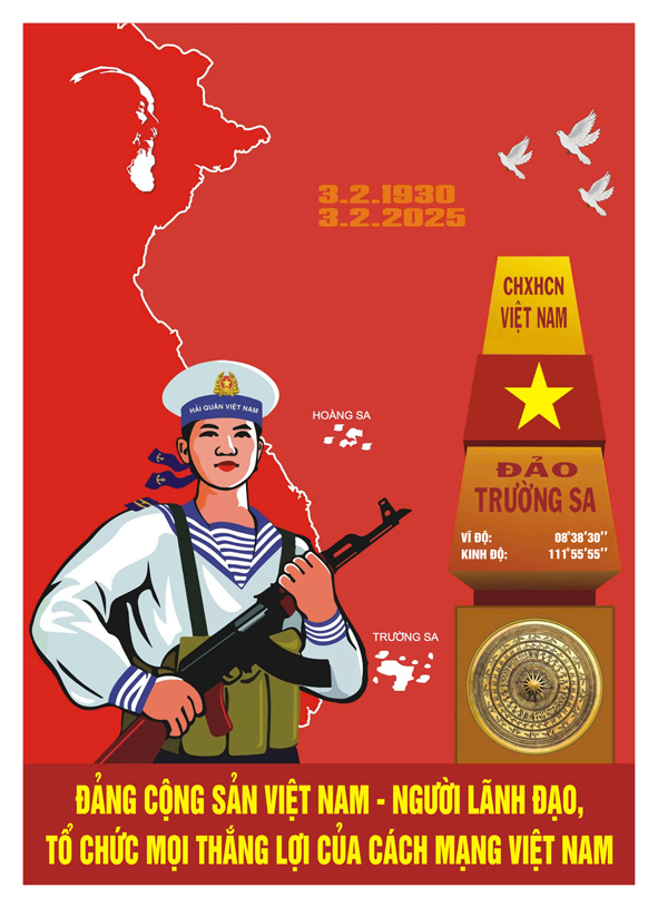 Tranh tuyên truyền 95 năm ngày thành lập ĐCS Việt Nam (03/02/1930-03/02/2025)