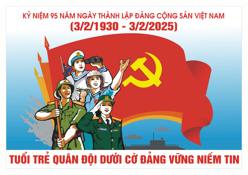 Tranh tuyên truyền 95 năm ngày thành lập ĐCS Việt Nam (03/02/1930-03/02/2025)