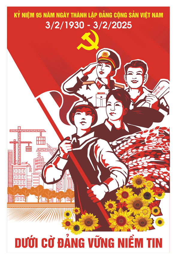 Tranh tuyên truyền 95 năm ngày thành lập ĐCS Việt Nam (03/02/1930-03/02/2025)
