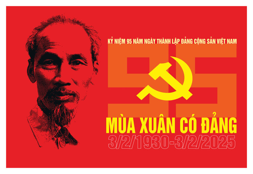 Tranh tuyên truyền 95 năm ngày thành lập ĐCS Việt Nam (03/02/1930-03/02/2025)