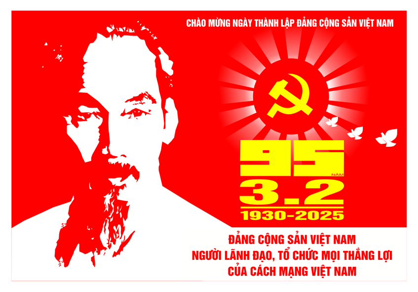 Tranh tuyên truyền 95 năm ngày thành lập ĐCS Việt Nam (03/02/1930-03/02/2025)