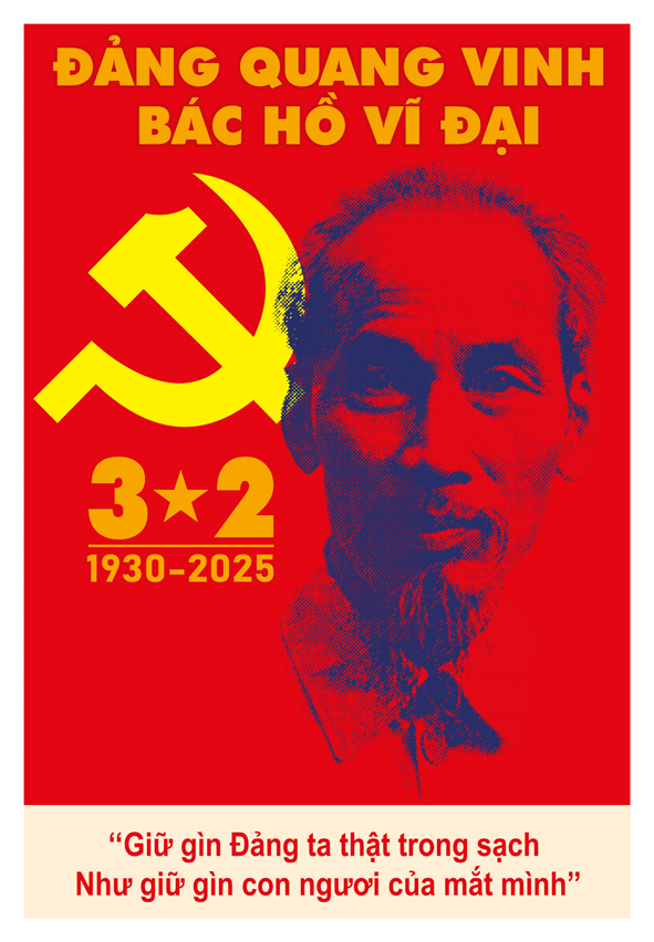 Tranh tuyên truyền 95 năm ngày thành lập ĐCS Việt Nam (03/02/1930-03/02/2025)