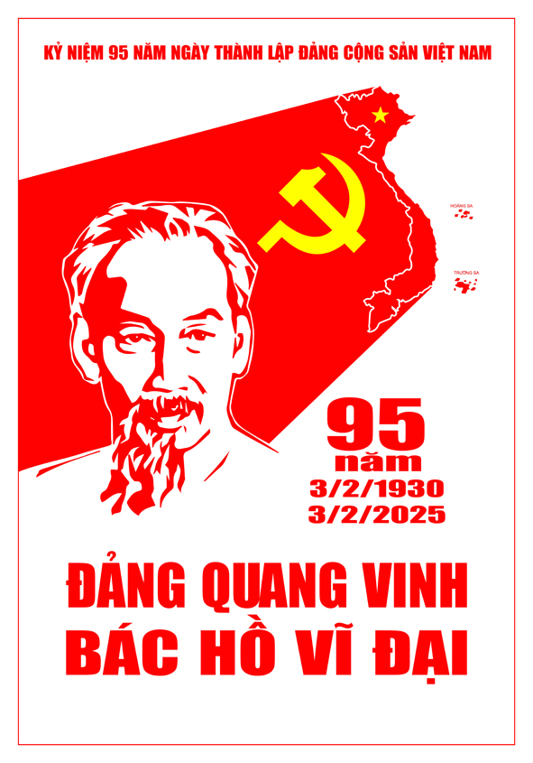 Tranh tuyên truyền 95 năm ngày thành lập ĐCS Việt Nam (03/02/1930-03/02/2025)