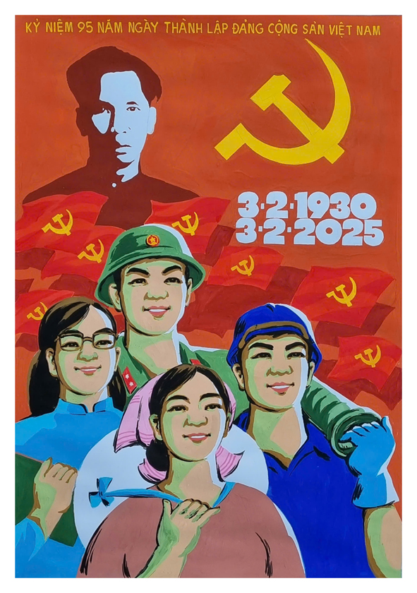Tranh tuyên truyền 95 năm ngày thành lập ĐCS Việt Nam (03/02/1930-03/02/2025)