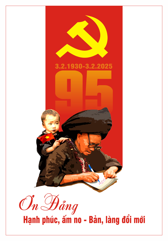 Tranh tuyên truyền 95 năm ngày thành lập ĐCS Việt Nam (03/02/1930-03/02/2025)