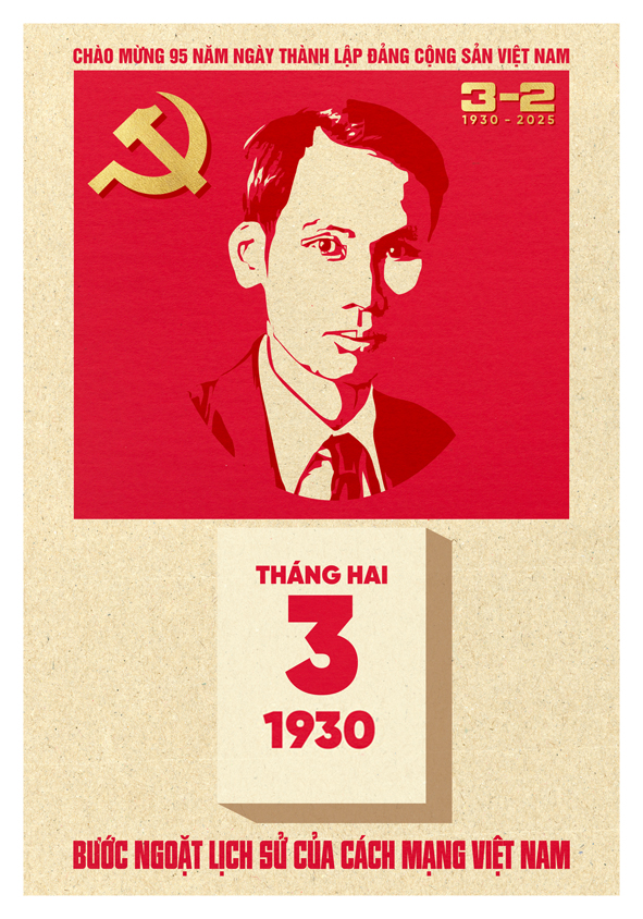 Tranh tuyên truyền 95 năm ngày thành lập ĐCS Việt Nam (03/02/1930-03/02/2025)