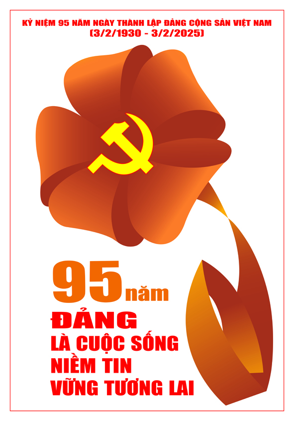 Tranh tuyên truyền 95 năm ngày thành lập ĐCS Việt Nam (03/02/1930-03/02/2025)