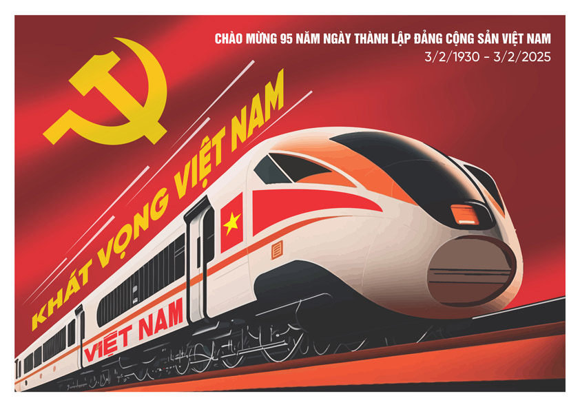 Tranh tuyên truyền 95 năm ngày thành lập ĐCS Việt Nam (03/02/1930-03/02/2025)